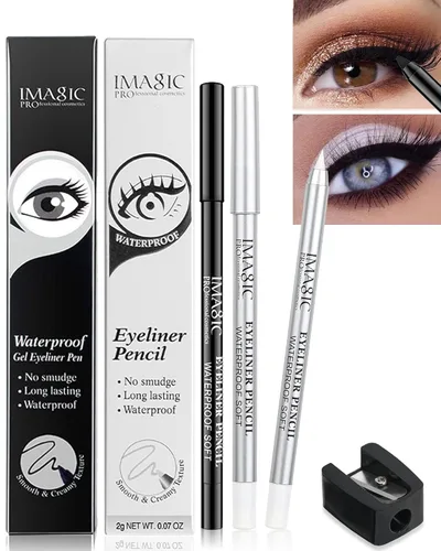 Miniatura 14 de Lápiz delineador de ojos de gel a prueba de manchas negro impermeable con sacapuntas, a prueba de decoloración, lápiz delineador de ojos suave, 2