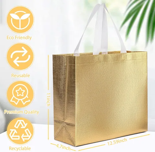 Miniatura 2 de Paquete de 25 bolsas de regalo grandes para regalo, fiesta de cumpleaños, boda, bolsa de regalo reutilizable, bolsas de regalo gigantes plateadas