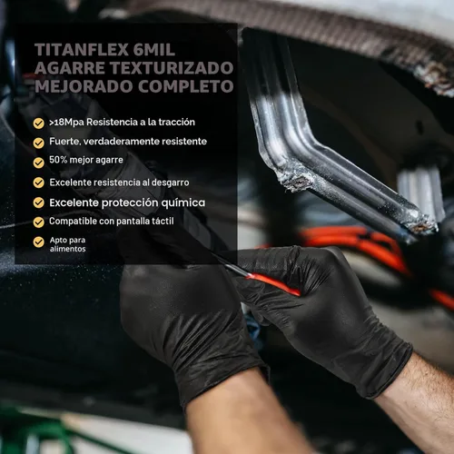 Miniatura 7 de TitanFlex Heavy Duty Black Nitrile Gloves, 6 Mil, Fully Textured, Mechanic Disposable Gloves, Latex Free, Powder Free