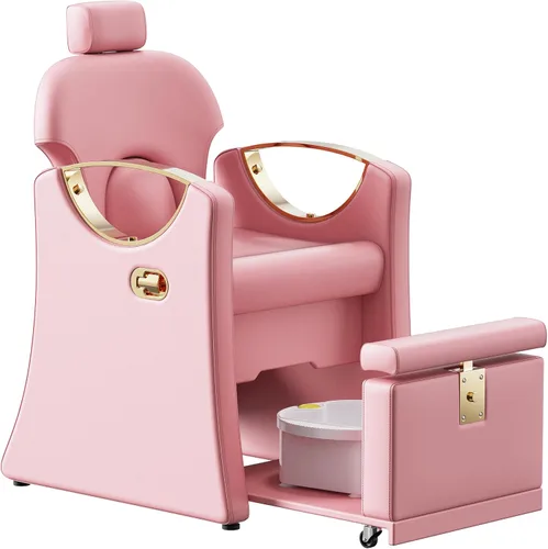Miniatura 10 de LOUVIXA Pedicure Station for Nail Tech, Reclining Pedicure Chair with Massage Foot Bath, No Plumbing Pedicure Station Unit (Black-Holographic)