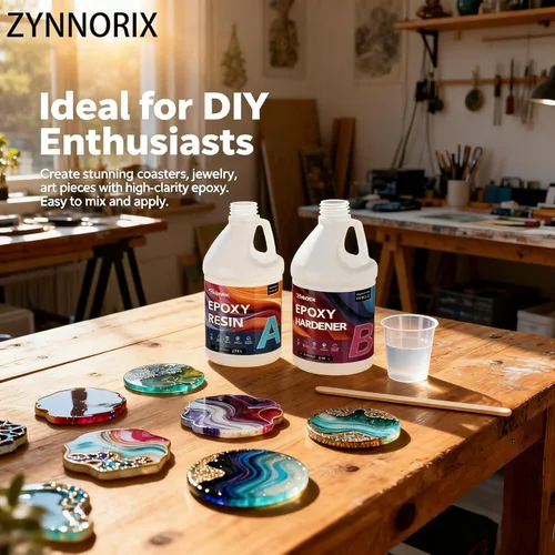 Miniatura 7 de Resina epoxi ZYNNORIX 1 galón, resistente a 3×UV, autonivelante, mejor para DIY, arte, mesa de río, madera, flores, moldes de fundición, resina