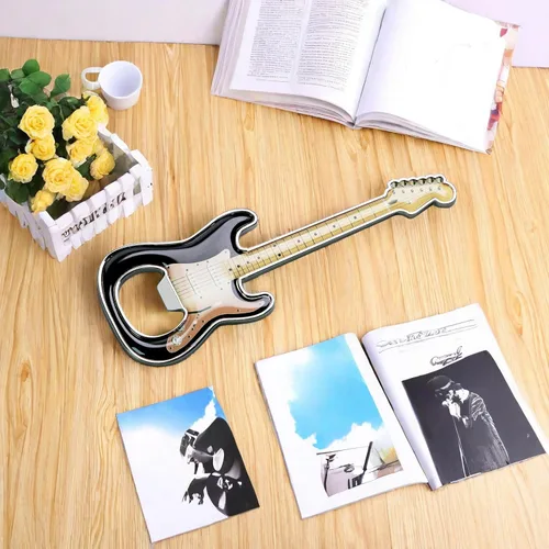 Miniatura 3 de 1 pieza/set abrebotellas de cerveza en forma de guitarra, regalo para amantes de la música y la guitarra, accesorios de cocina para bebedores (negro)