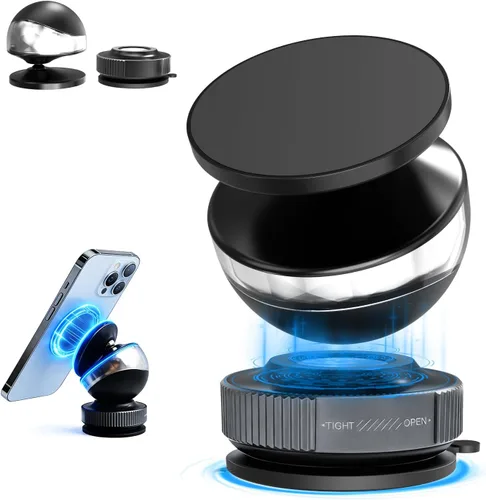 Soporte magnético para teléfono para automóvil con diseño esférico de vacío ajustable de 360°, soporte de teléfono para automóvil, hogar, gimnasio,