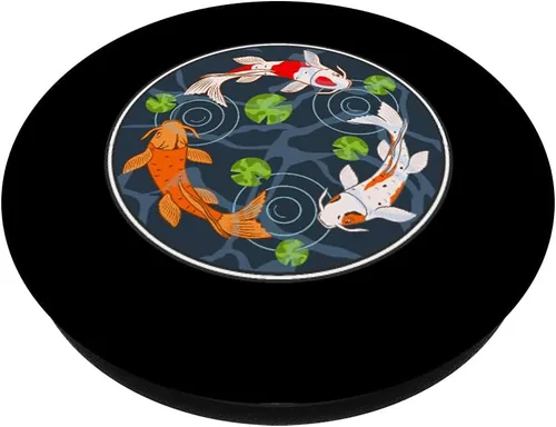 Miniatura 2 de Koi Fish Three Vintage Funny Japanese Fish Carp Pond Graphic PopSockets PopGrip intercambiable