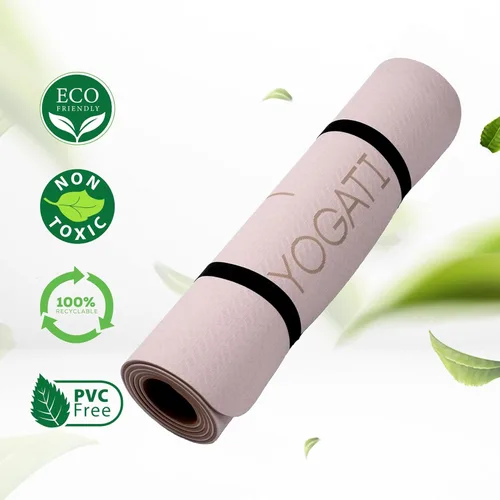 Miniatura 5 de YOGATI® Esterilla de Yoga con Correa con Líneas de Alineación. Esterilla de Entrenamiento en Casa para Mujeres, Hombres y Niños. Esterilla de Yoga