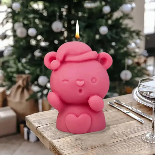 Miniatura 4 de Molde de silicona para sombrero de Navidad, corazón y muñeco de nieve, moldes de vela de oso de Navidad, muñeco de nieve para suministros de Estilo 3