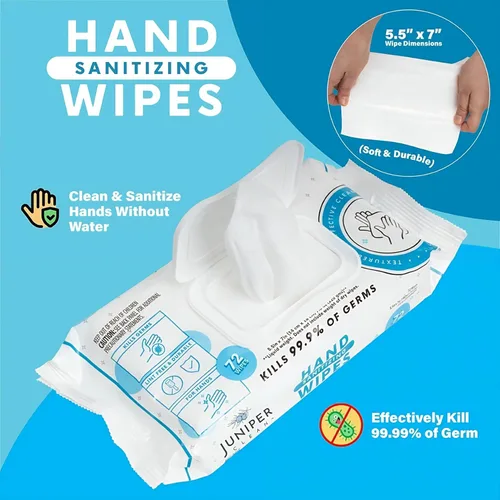 Miniatura 3 de Juniper CLEAN Toallitas desinfectantes para manos, 432 unidades de flujo suave (paquete de 6)