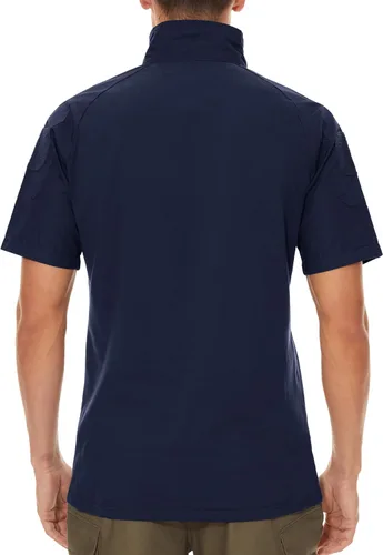 Miniatura 13 de MAGCOMSEN Camisas militares tácticas para hombre con cremallera de 1/4, manga corta, ajustada, camisa de camuflaje