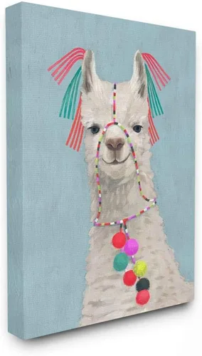 Stupell Industries Lienzo decorativo para pared, diseño de llama adornado con borlas y pompones, 36 x 48 pulgadas, diseño de la artista Victoria