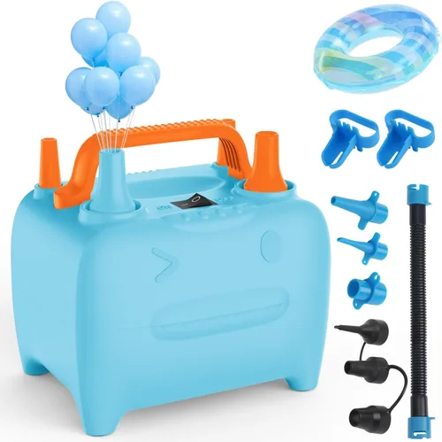 OWill Balloon Pump Electric, Multipurpose Balloon Inflator Electric Air Pump, Portable Dual Nozzle Balloons Air Pump Electric 600W Blow Machine for