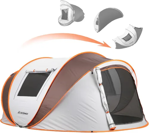 EchoSmile Tienda de campaña desplegable para 2/4/6 personas, fácil instalación, cúpula resistente al agua, portátil con bolsa de transporte Blanco y