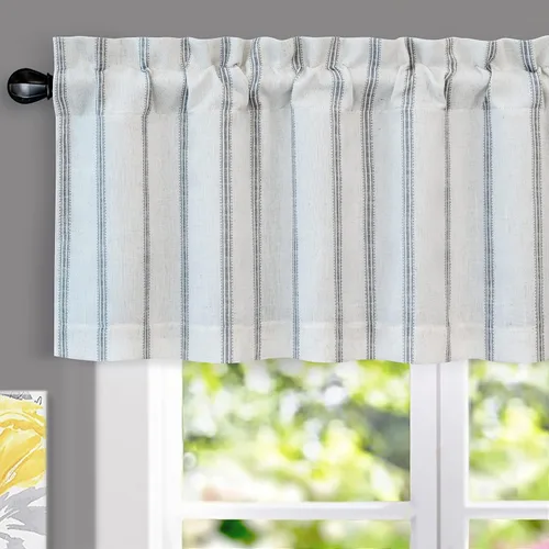 Miniatura 33 de DriftAway Briony - Cortina opaca con amarre para cocina, ajustable, diseño de globos, líneas texturizadas, estampadas, persianas romanas