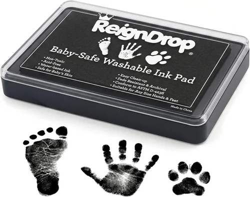 Almohadilla de tinta ReignDrop para huella de bebé y huella de mano - Crea sellos de recuerdo impresionantes y duraderos para bebés y niños. A