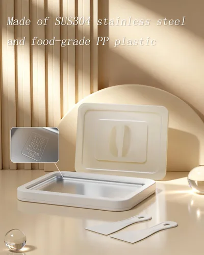 Miniatura 3 de Kit para hacer helados enrollados con tapa, 2 espátulas y guía de recetas - Bandeja de congelación instantánea para helado casero, actividades Rosa