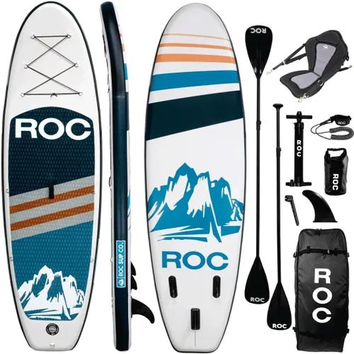Miniatura 7 de Roc Tabla de remo inflable con accesorios de tabla de remo de SUP de alta calidad, diseño amplio y estable, cubierta antideslizante y cómoda