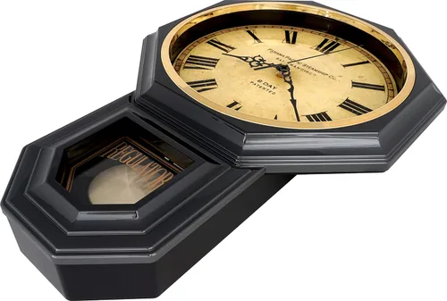 Miniatura 6 de JUSTIME Reloj de pared clásico vintage tradicional de estilo Schoolhouse, con péndulo y melodía Westminter cada hora, relojes de pared con melodía