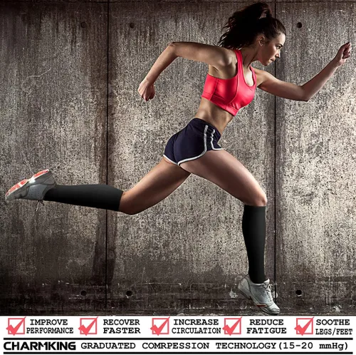 Miniatura 92 de CHARMKING - Calcetines de compresión para mujeres y hombres (3 pares), 15-20 mm Hg, el mejor apoyo para atletismo, running o ciclismo, mejora