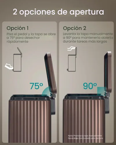 Miniatura 6 de SONGMICS Bote de basura de 13 galones (50 L) para cocina, con tapa, pedal y cubo interior extraíble, cierre suave, acero inoxidable, 15 bolsas