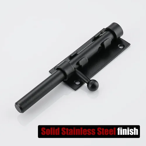 Miniatura 5 de JQK Pestillo de puerta de perno deslizante negro, 6.3 pulgadas (grosor 0.094 in) Perno de barril de acero inoxidable 304 resistente con orificio