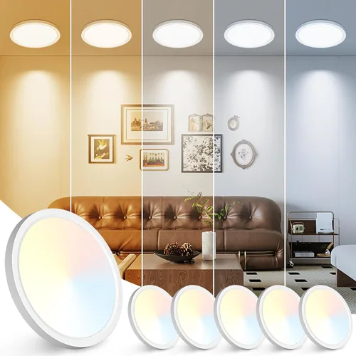 Miniatura 12 de Peasur - Lámpara de techo led de 18 cm, montaje empotrado ajustable, 3000 K/3500 K/4000 K/5000 K/6500 K, 1500 LM, 15 W, lámpara redonda blanca Blanco