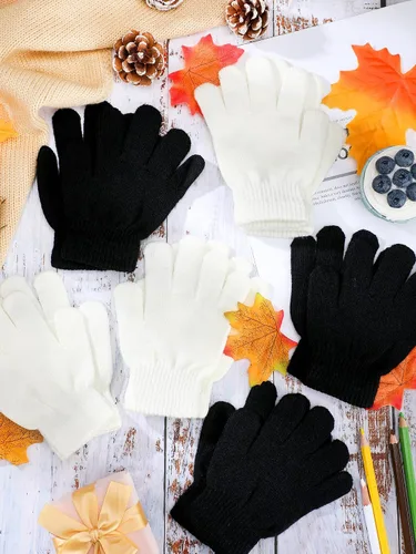 Miniatura 19 de Boao 6 pares de guantes para niños, dedos completos, guantes de punto para niños pequeños, guantes cálidos de invierno para niños y niñas