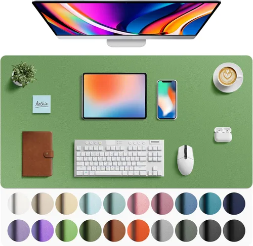 Miniatura 184 de Aothia - Protector de escritorio de cuero sintético, base para mouse, superficie antideslizante e impermeable para escribir y para laptop