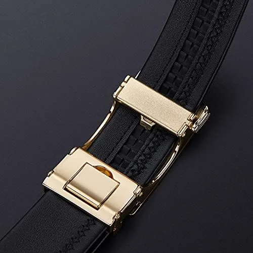 Miniatura 7 de VANNANBA Cinturones de trinquete de cuero para hombre, cinturón de cintura con hebilla automtica, cinturón para hombre con caja de regalo