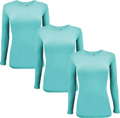 Miniatura 43 de Natural Uniforms Camiseta Under Scrub para mujer, cuello redondo, manga larga, paquete de 3, paquete múltiple de 3