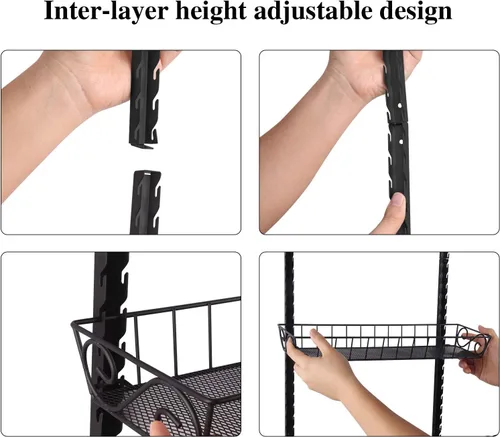 Miniatura 7 de SWOMMOLY Organizador Estante de Especias de Pared Ajustable, 12 Niveles de Doble Uso (Multiuso) Estante Colgante de Especias para Almacenamiento