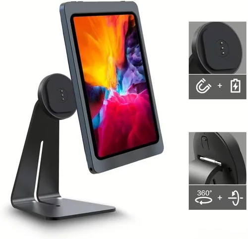 Miniatura 2 de Soporte magnético en el escritorio con funda de carga A6 para iPad mini (A17 Pro, A15 Bionic) de 8.3 pulgadas, forma clásica de L, base de metal