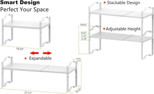 Miniatura 6 de Jojocross Estante expandible para organizador de gabinete, estante de especias apilable ajustable en la cocina y el baño más, encimera de encimera