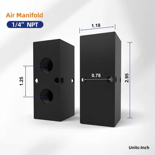 Miniatura 2 de 1/4 NPT Colector de Compresor de Aire, Divisor de Manguera de Línea de 2 Vías de 4 Puertos Coleector Neumático de Distribución de Aire con Accesorios