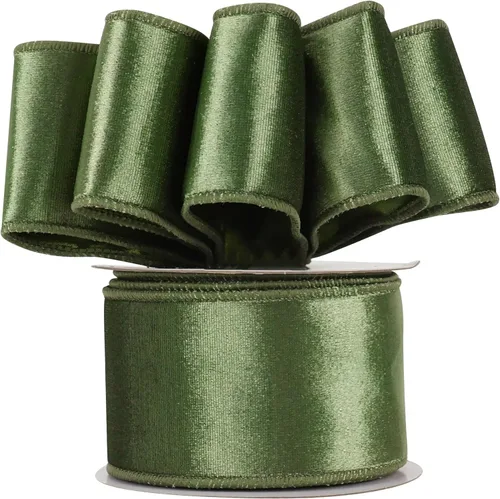 Miniatura 8 de HUIHUANG Cinta de terciopelo verde con alambre de 2-1/2 pulgadas, cinta de terciopelo verde musgo para árbol de Navidad, lazos grandes, coronas