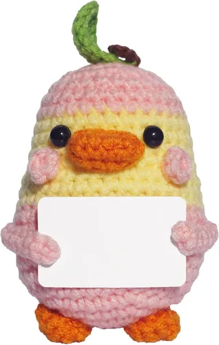 Regalos personalizados para mujeres, hombres, mamá, papá - Tarjetas de regalo en blanco - Pato de peluche de ganchillo hecho a mano de apoyo Tarjeta