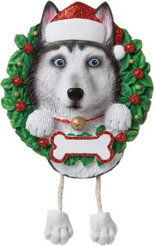Miniatura 3 de Adornos de Navidad personalizados para perros de Elfos 2024 – Corona de Husky para la primera Navidad de los amantes de los perros Husky siberiano