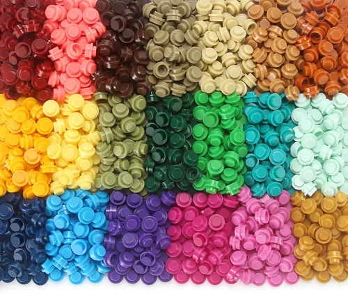 1000 Piezas Placas Redondas Multicolores 1X1 Bloques de Construcción MOC 20 Colores Piezas Ladrillos Puntos Studs a Granel Kit de Accesorios
