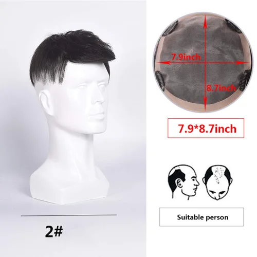 Miniatura 2 de viviaBella Extensión de cabello humano tipo tupé de encaje atado a mano con clip, extensiones de cabello para hombres con pérdida de cabello, negro