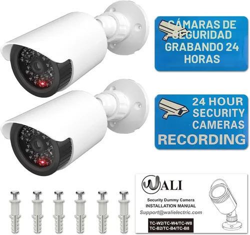 Miniatura 7 de WALI Cámara falsa de seguridad domo, cámara de vigilancia de seguridad CCTV, cámaras para interiores y exteriores, con una luz LED, calcomanías