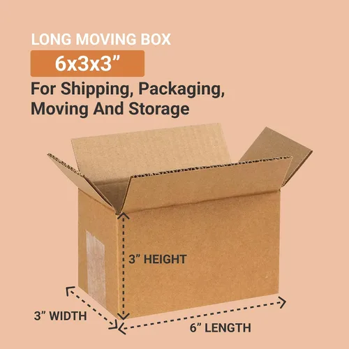 Miniatura 2 de BOX USA - Cajas de cartón corrugado largas de 6 x 3 x 3 pulgadas, 6 pulgadas de largo x 3 pulgadas de ancho x 3 pulgadas de alto, paquete de 25