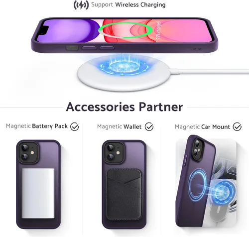Miniatura 6 de Anqrp Funda magnética a prueba de golpes para iPhone 11, [compatible con MagSafe] [probada contra caídas de grado militar] Funda delgada de silicona
