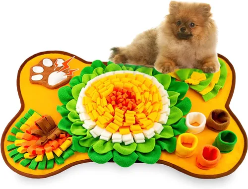 Miniatura 9 de Alfombrilla de olfateo para perros, 25 x 25 pulgadas, tapete de alimentación de actividades para mascotas pequeñas y medianas, juego de alimentación