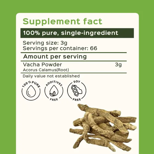 Miniatura 2 de bixa BOTANICAL Raíz de calamus - Polvo de raíz natural para la salud intestinal y el apoyo al enfoque, vegano, sin OMG, tratado al vapor, suplemento
