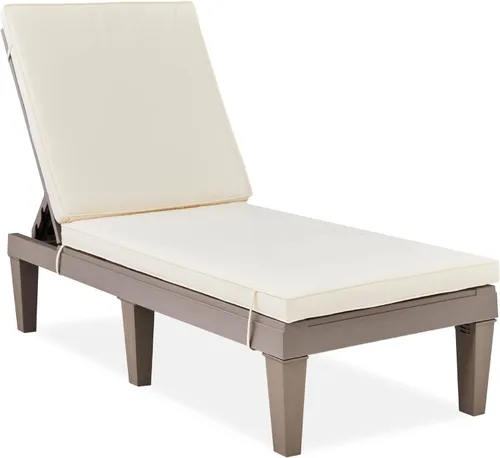 Best Choice Products Sillón para exteriores, tumbona de resina para patio, piscina, patio trasero, porche con cojín de asiento, respaldo ajustable,