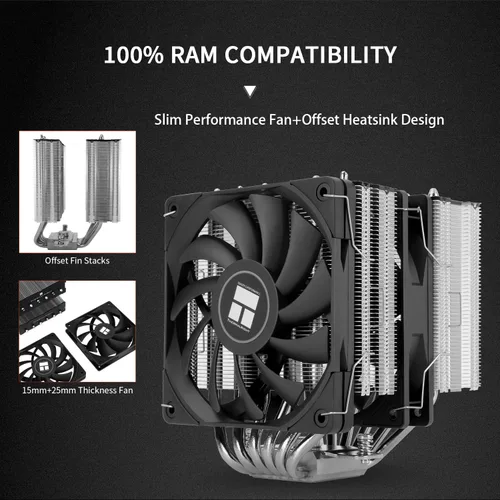Miniatura 4 de Thermalright Royal Knight 120 SE - Enfriador de CPU, solo 6.102 in de alto, ventiladores PWM duales de torres duales TL-C12B V2 y TL-C12015B, 6