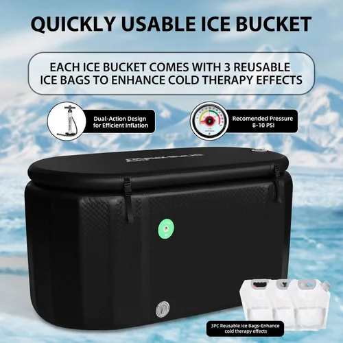 Miniatura 4 de TIGERXBANG Bañera de hielo inflable, compatible con enfriador de agua, portátil de 237.8 galones para atletas, entusiastas del baño de hielo adultos