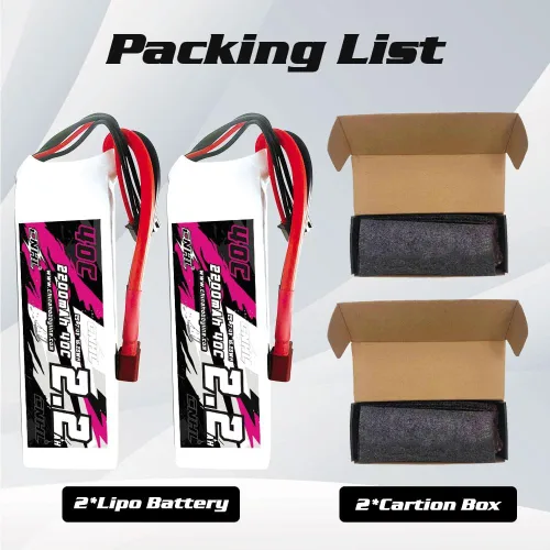 Miniatura 6 de CNHL Batería Lipo 2S 2200mAh 40C 7.4V con enchufe en T para coche a control remoto, camión, carreras, buggy, barco, vehículos RC (2 paquetes)