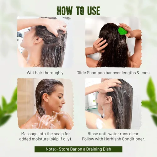Miniatura 6 de Herbishh Barra de champú Tea Tree & Mint - Barra de aceite de árbol de té para limpieza de cabello graso y cuero cabelludo - Champú sólido