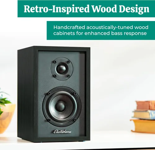 Miniatura 3 de Electrohome Montrose - Reproductor de discos de vinilo inalámbrico actualizable con Berkeley, altavoces Bluetooth alimentados, tweeter de 1 pulgada