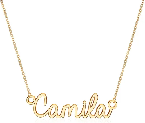 Turandoss - Collar personalizado con nombre, chapado en oro de 14 quilates, collar con dije de nombre delicado, joyería personalizada, regalo para