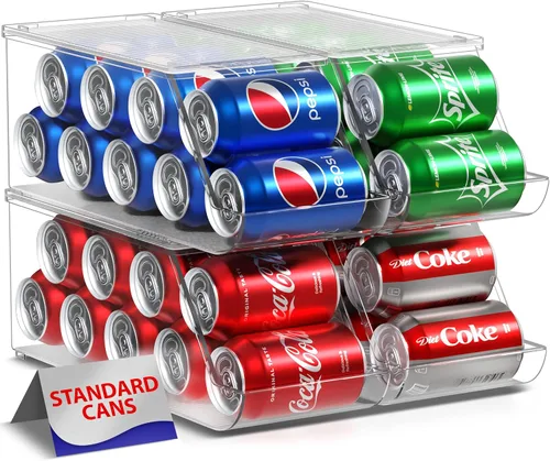 Miniatura 8 de Sorbus Organizador de botellas de agua para refrigerador con tapa, capacidad para 9 botellas, organizador apilable de bebidas para refrigerador